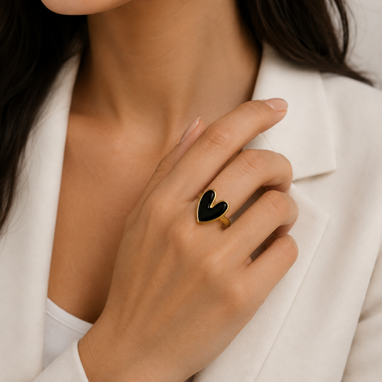 Black Gold Heart Ring