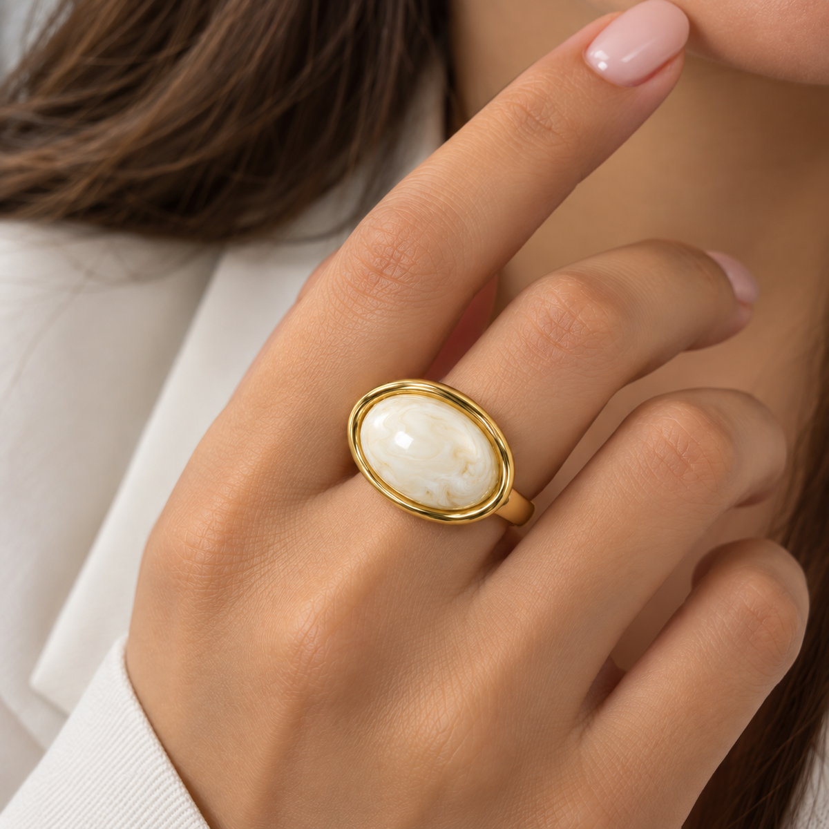 Ivory Marble Ring ✨🤍