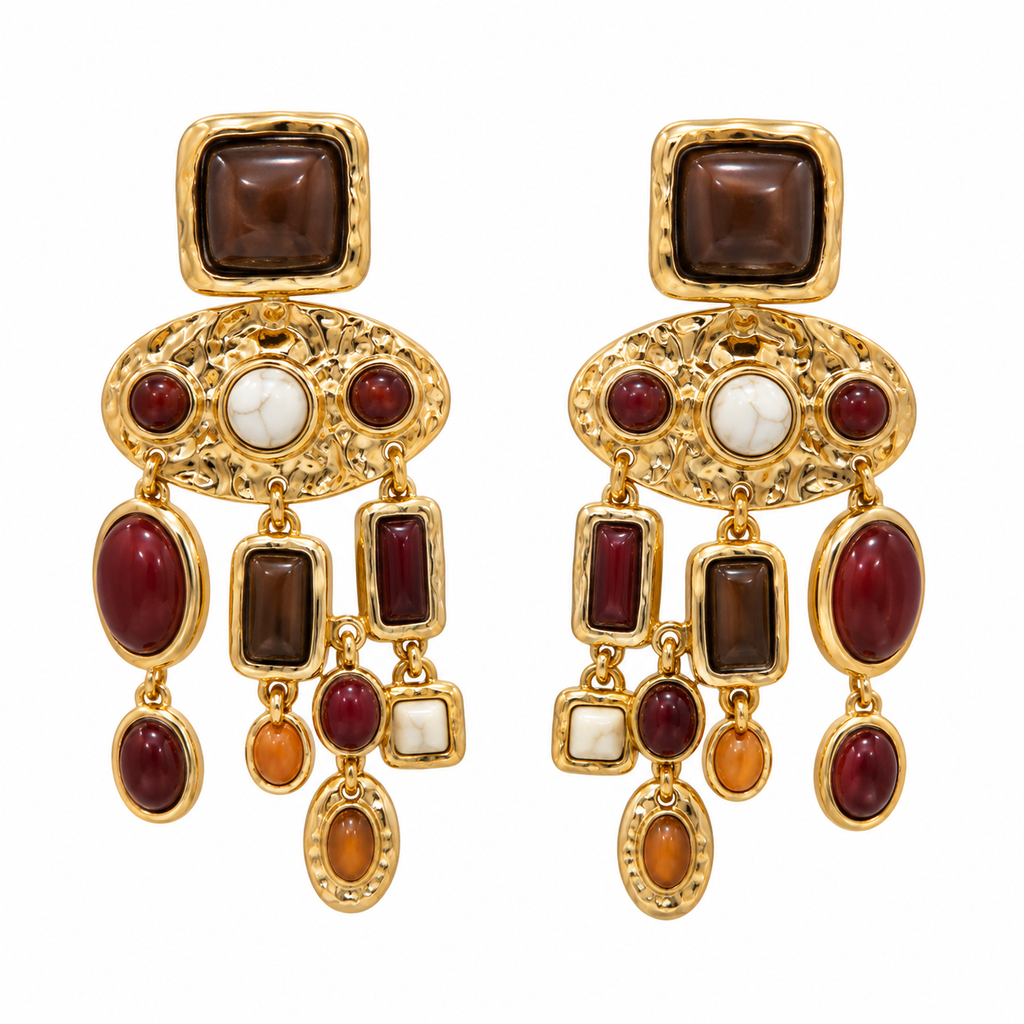 Vintage Ruby Mosaic Earrings ❤️✨