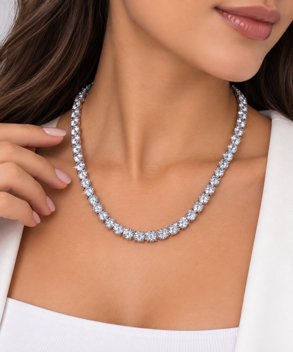 Round Crystal Tennis Necklace ✨