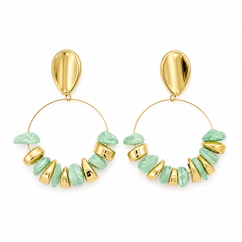 Mint Beaded Hoops