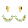 Mint Beaded Hoops