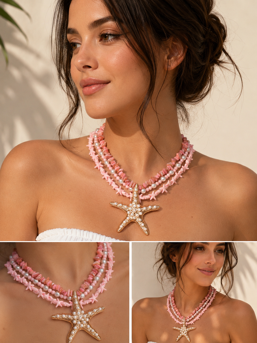 Pink Starfish Layered Necklace
