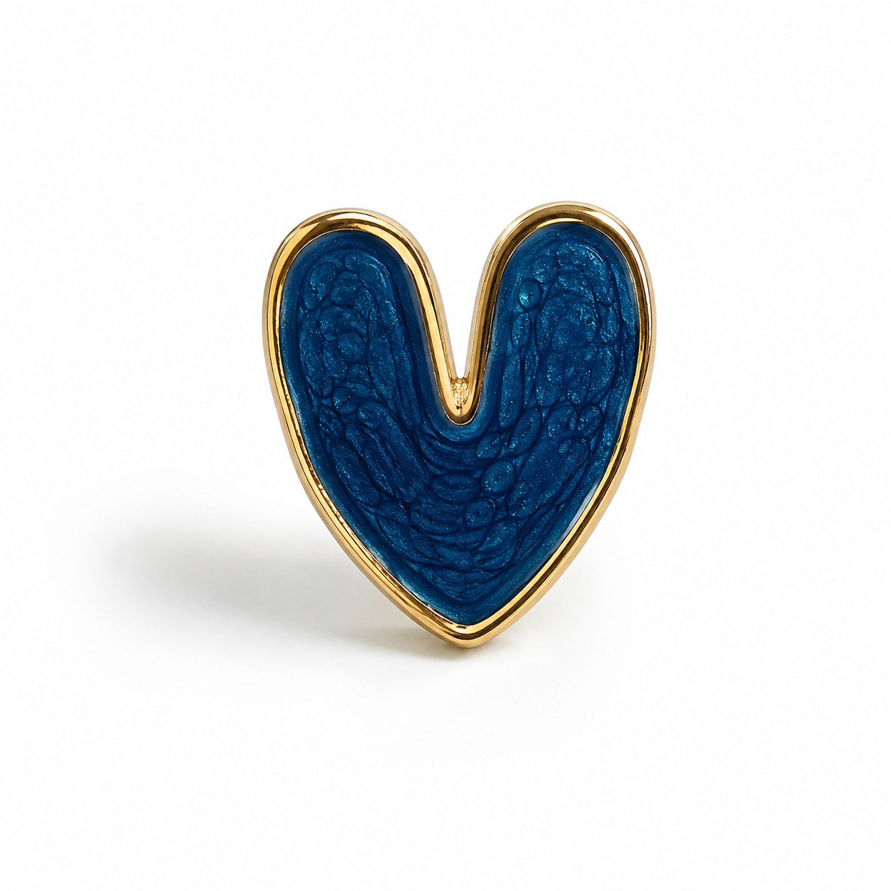 Blue Enamel Heart Ring