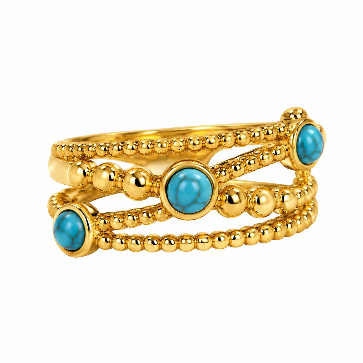 Turquoise Beaded Crown Ring 💙