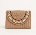 Straw Wristlet Clutch with Gold Beaded Trim (Copy)