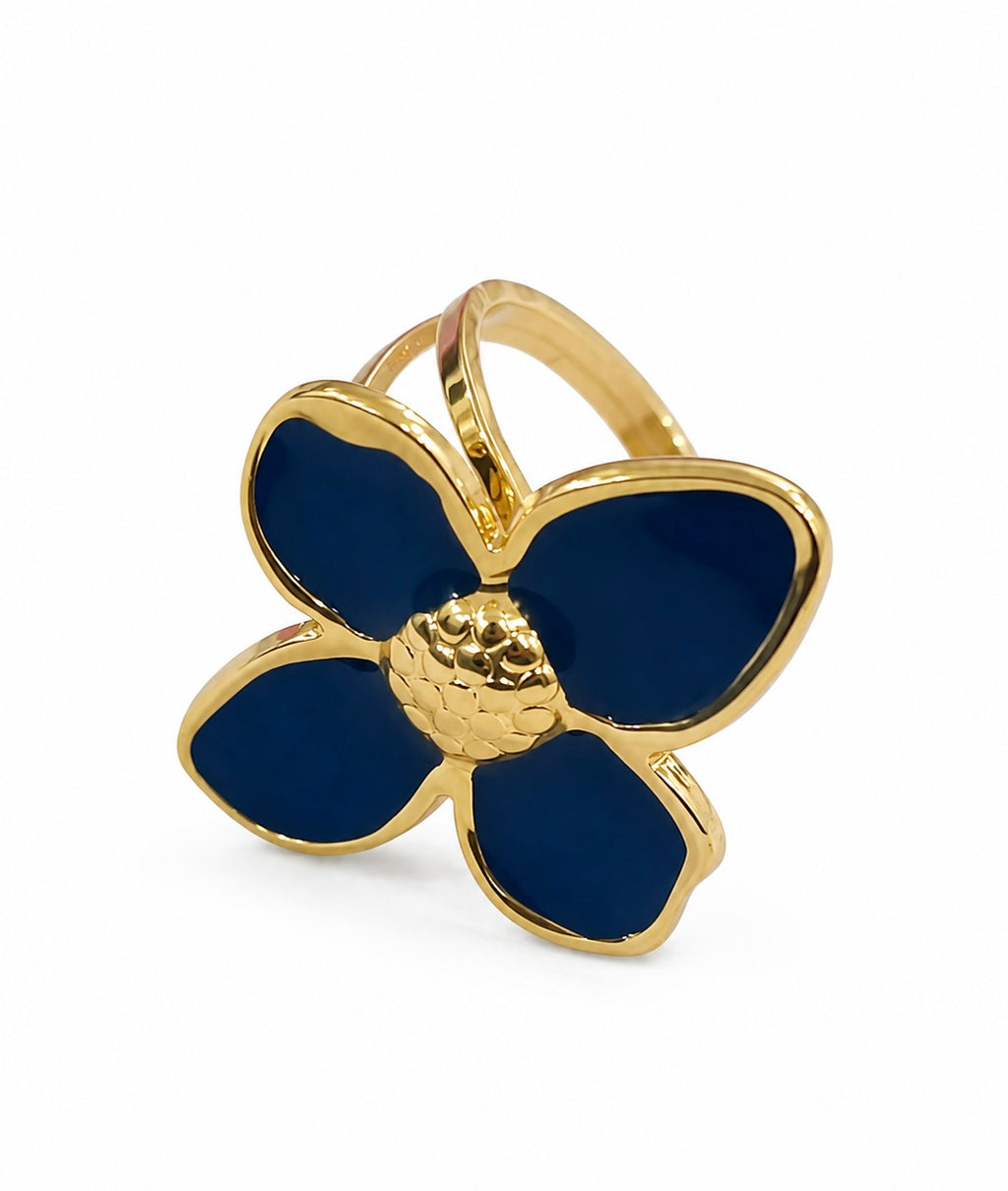 Black Floral Statement Ring