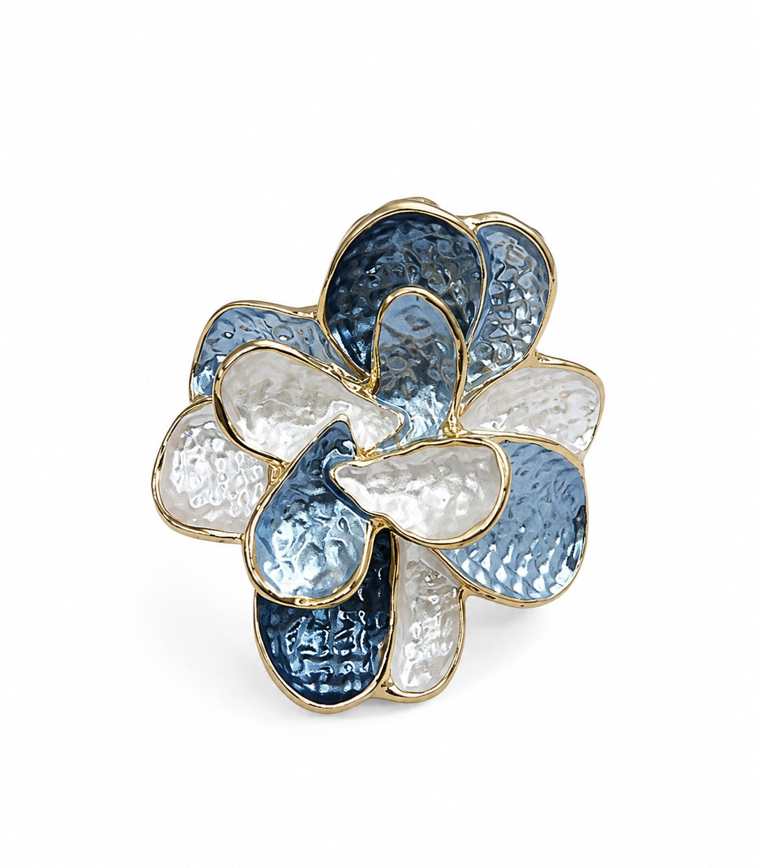 Blue & White Floral Statement Ring