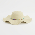 Ivory Straw Hat with Beaded Band
