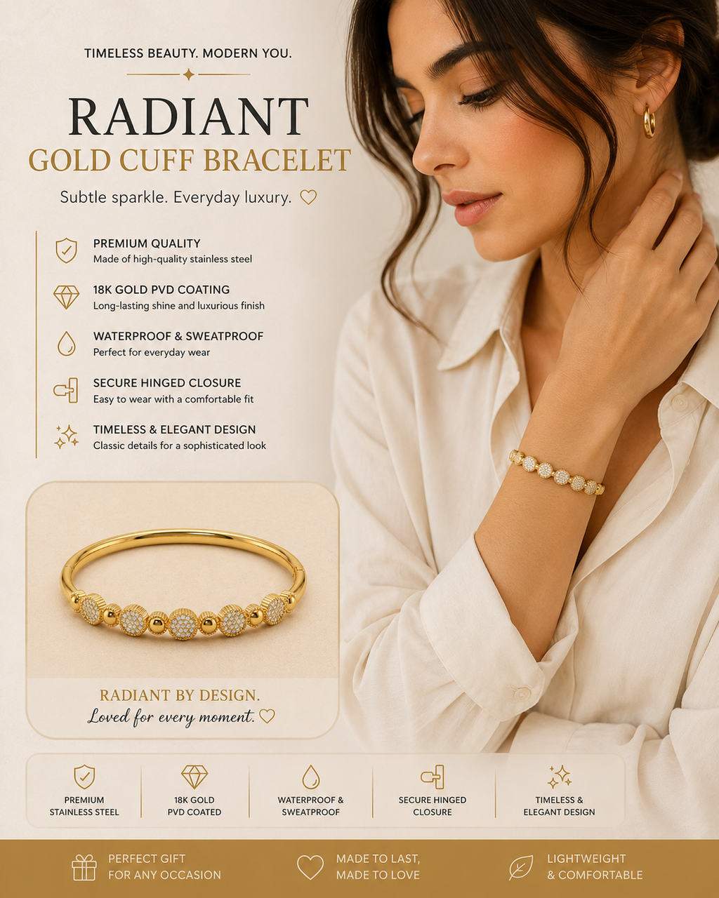 Gold Pave Circle Station Bracelet