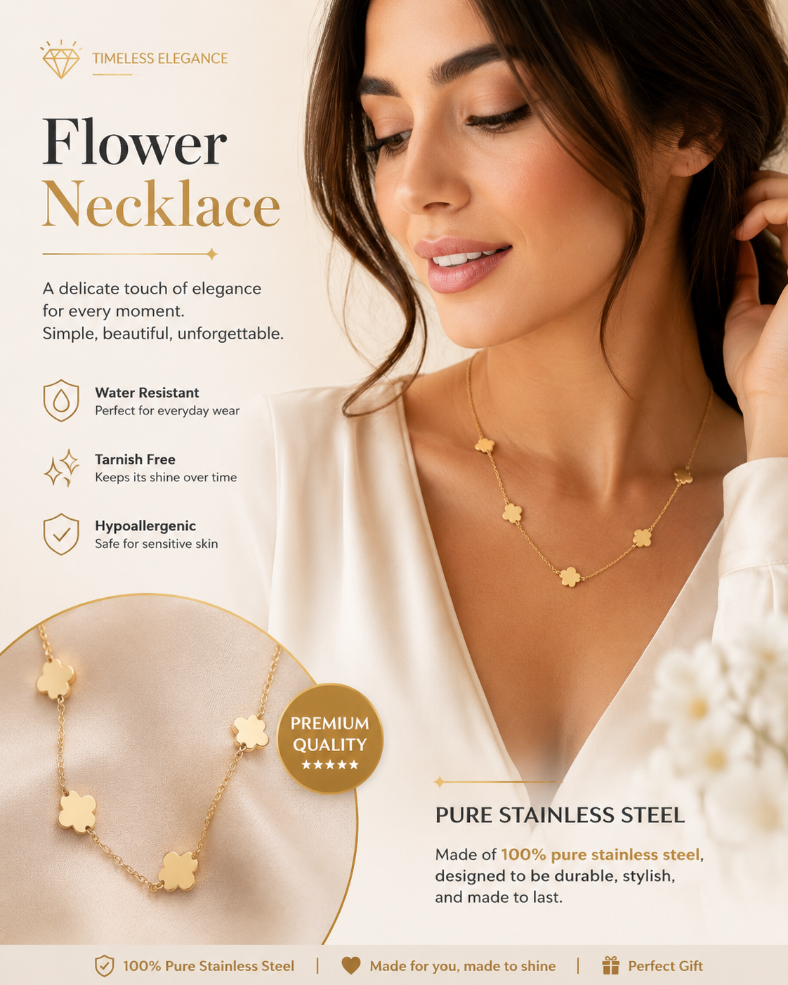 Gold Multi-Clover Station Necklace