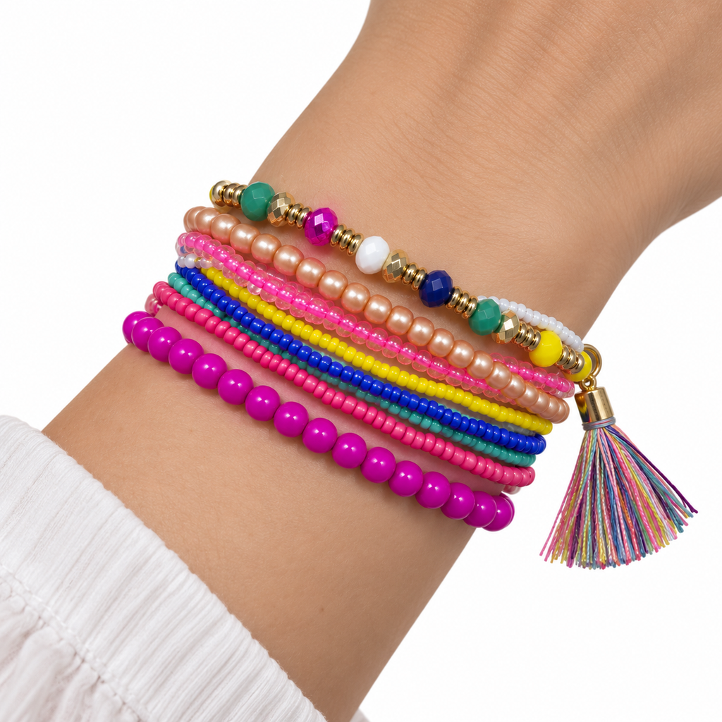 Colorful Seed-Bead Bracelet Multicolor Beaded Wrist Stack Vibrant Handmade Beaded Bracelet