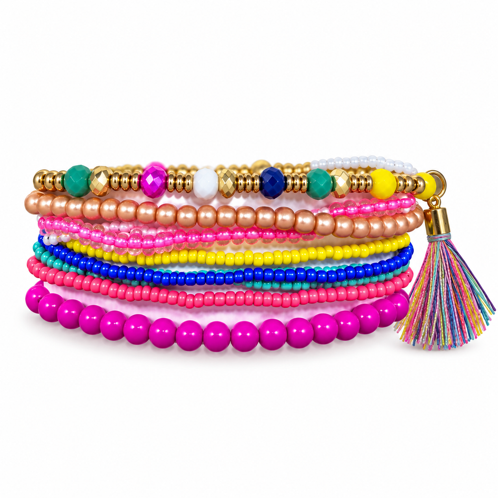 Colorful Seed-Bead Bracelet Multicolor Beaded Wrist Stack Vibrant Handmade Beaded Bracelet
