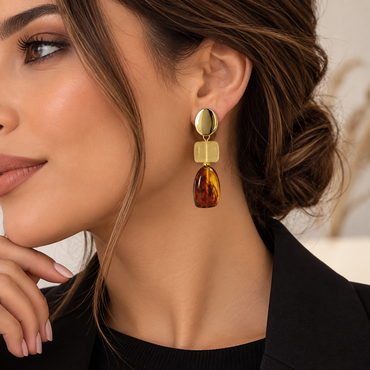 Golden Amber Drop Earrings ✨