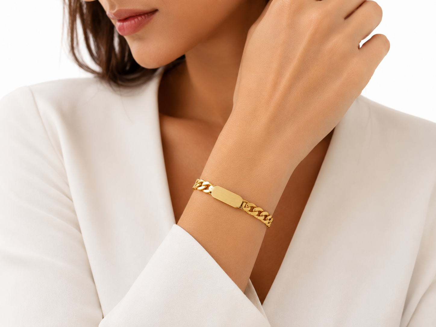 Classic Gold Curb Chain ID Bracelet