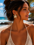 Handmade Raffia Starfish Earrings
