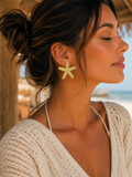 Handmade Raffia Starfish Stud Earrings