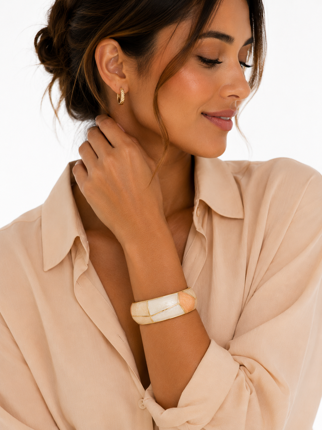 Gold-tone enamel bangle bracelet