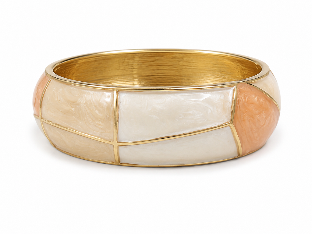 Gold-tone enamel bangle bracelet