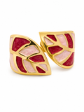 Gold-tone enamel hoop earrings