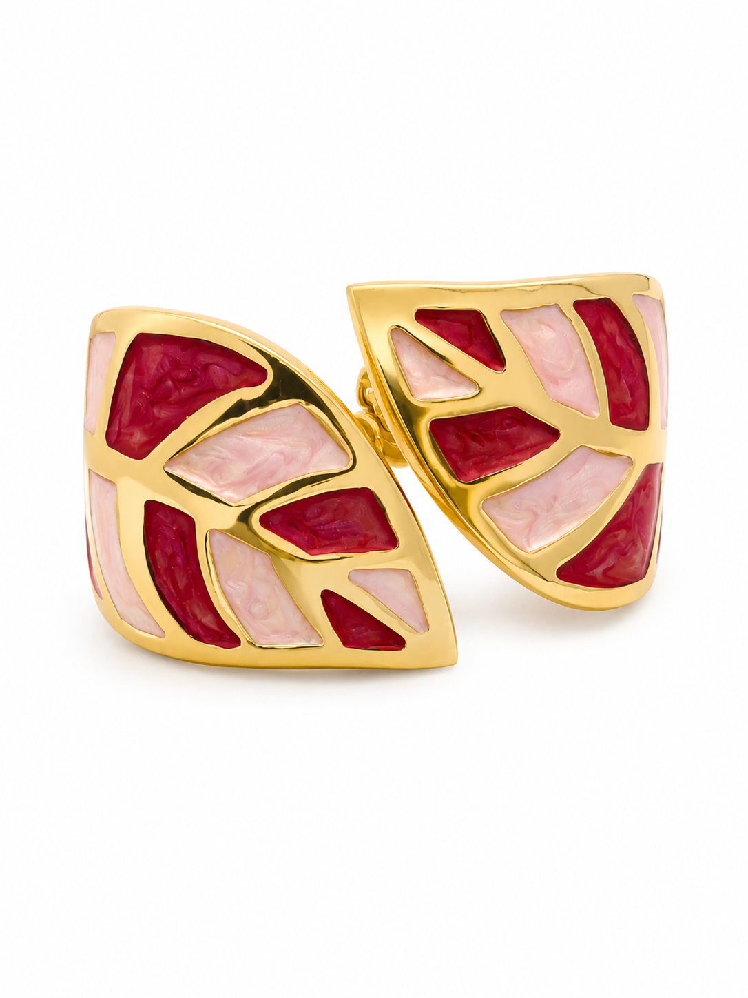Gold-tone enamel hoop earrings