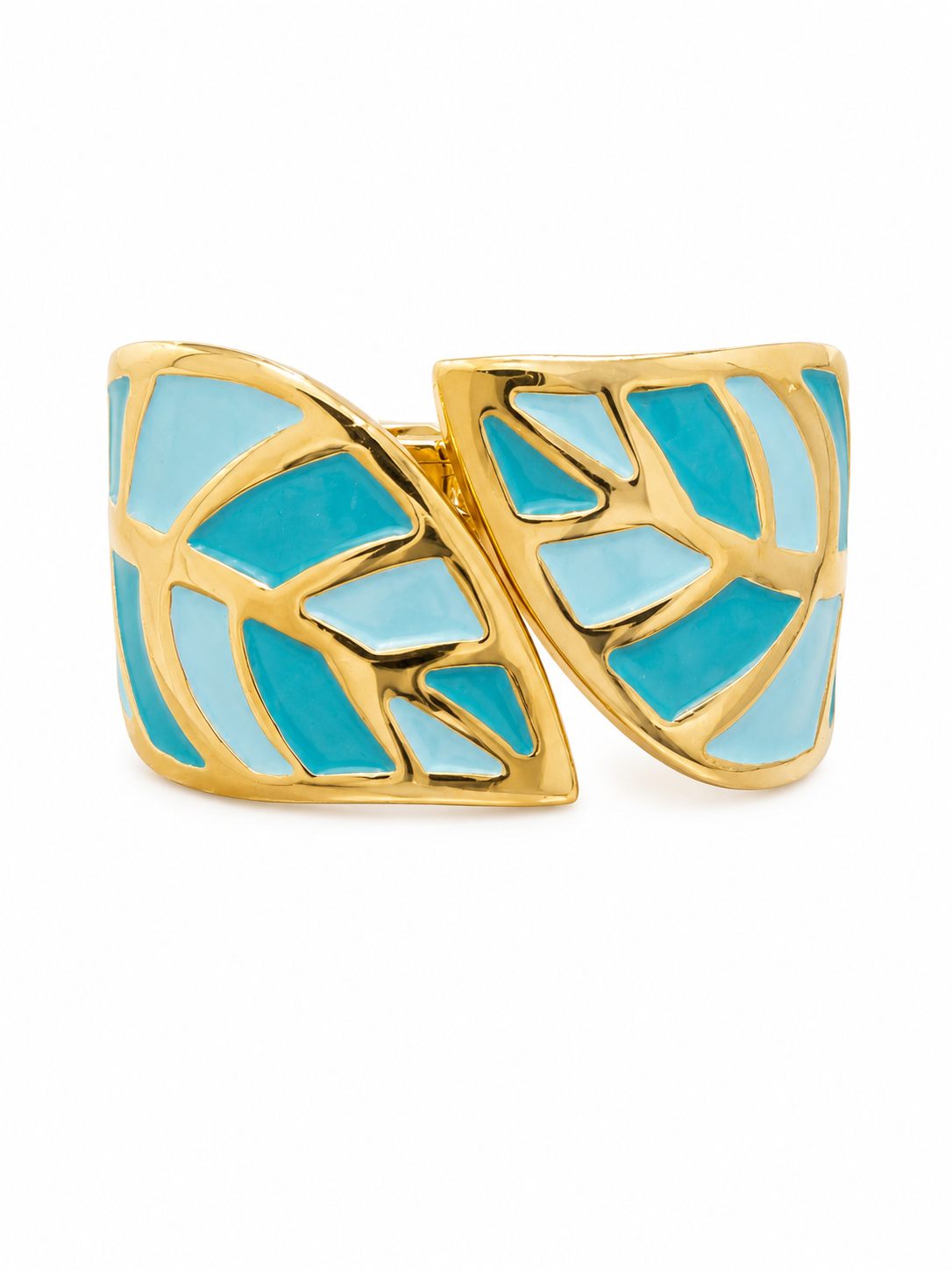 Gold-tone enamel hoop earrings