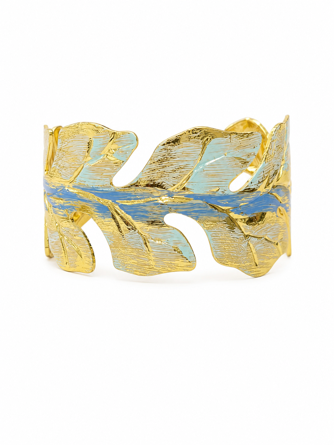 Gold-tone leaf cuff bracelet