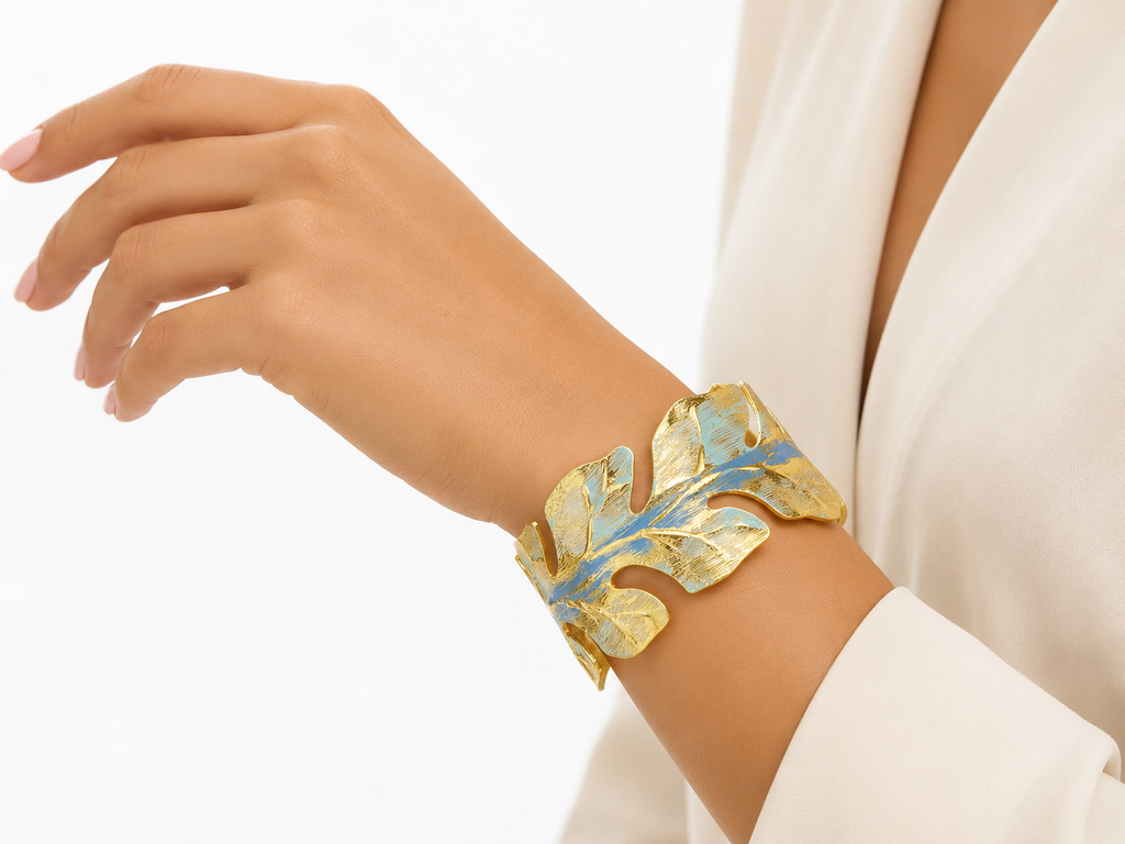 Gold-tone leaf cuff bracelet
