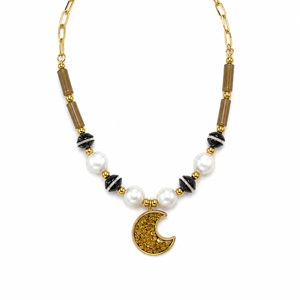 Golden Crescent Necklac