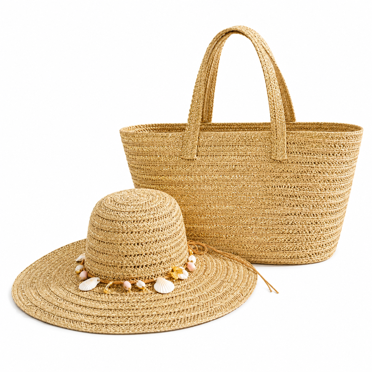 Handwoven Straw Beach Tote Bag