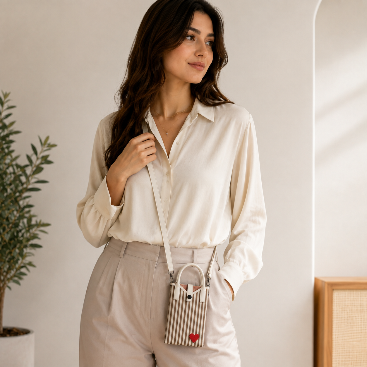 Striped Crossbody Phone Bag