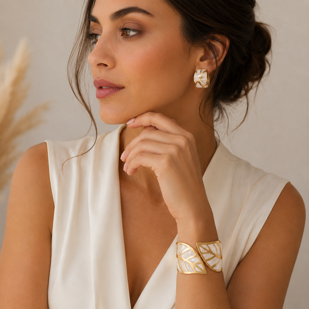 Gold Pearl Leaf Cuff