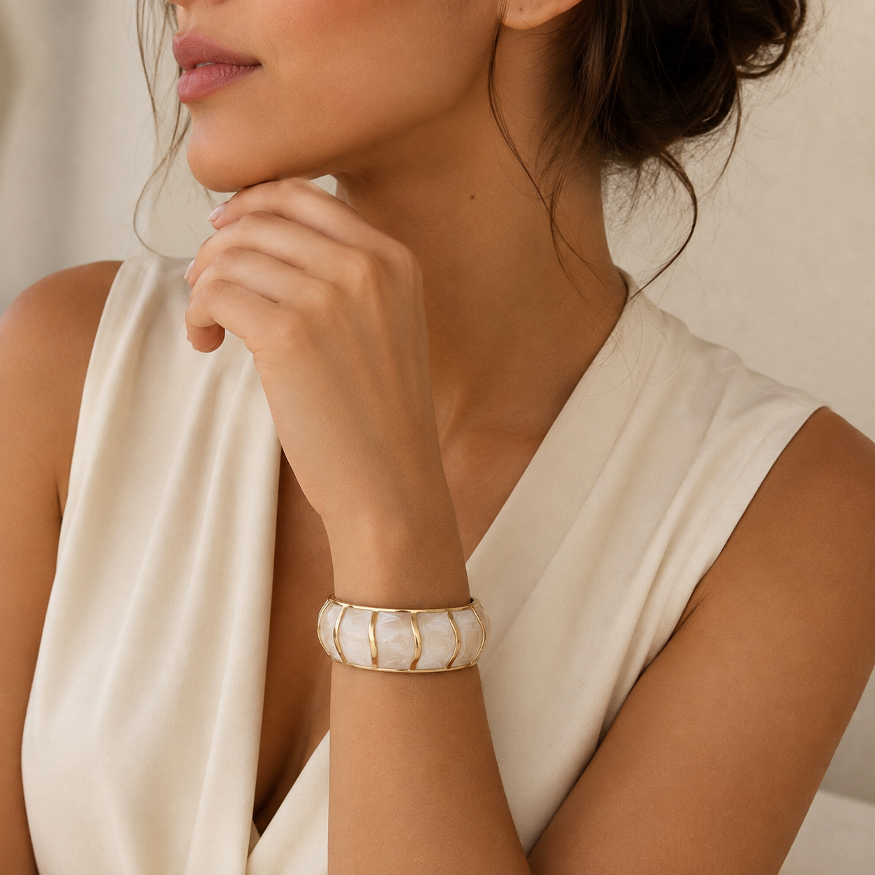 Gold Pearl Bangle
