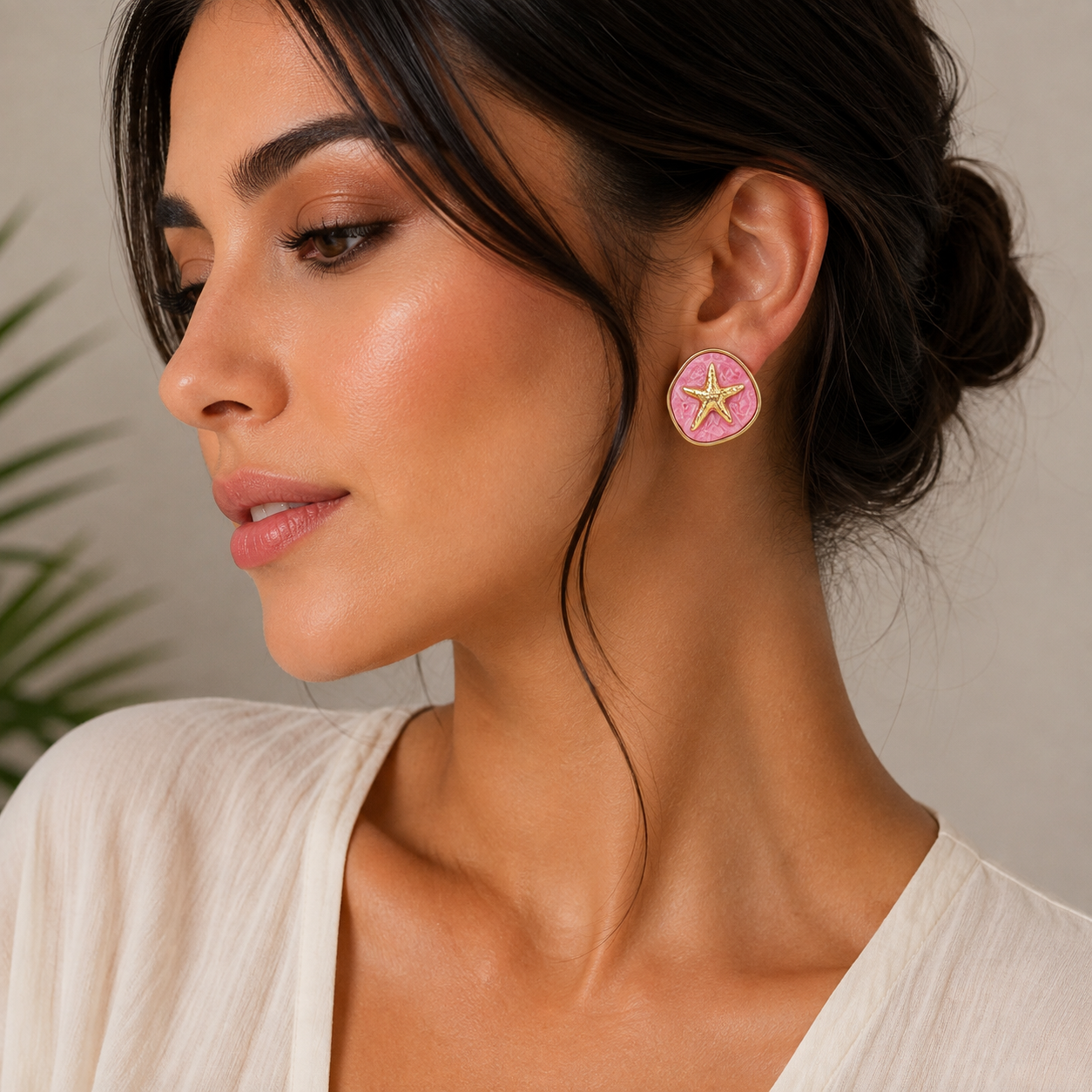 Pink Gold Starfish Stud Earrings
