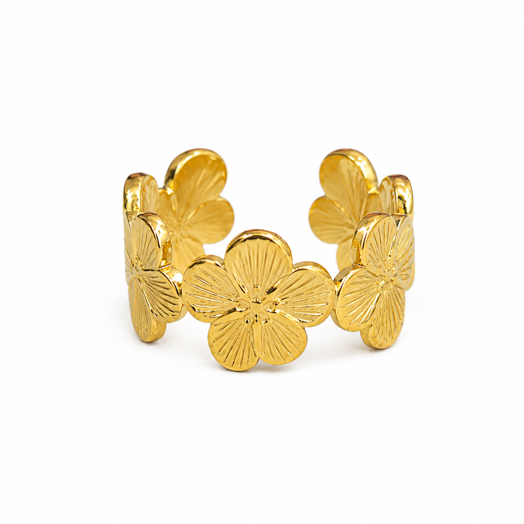 Golden Floral Statement Ring