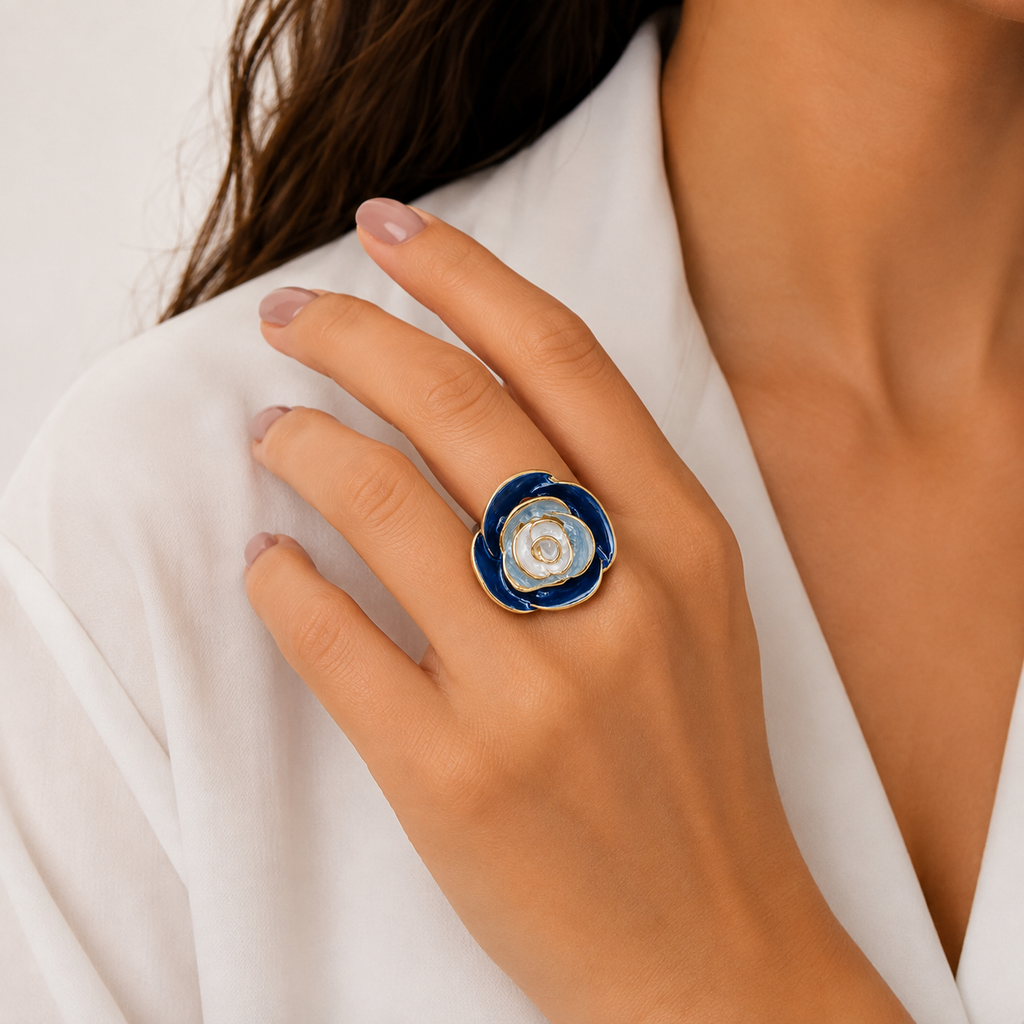 Blue Rose Statement Ring