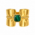 Golden Emerald Statement Ring