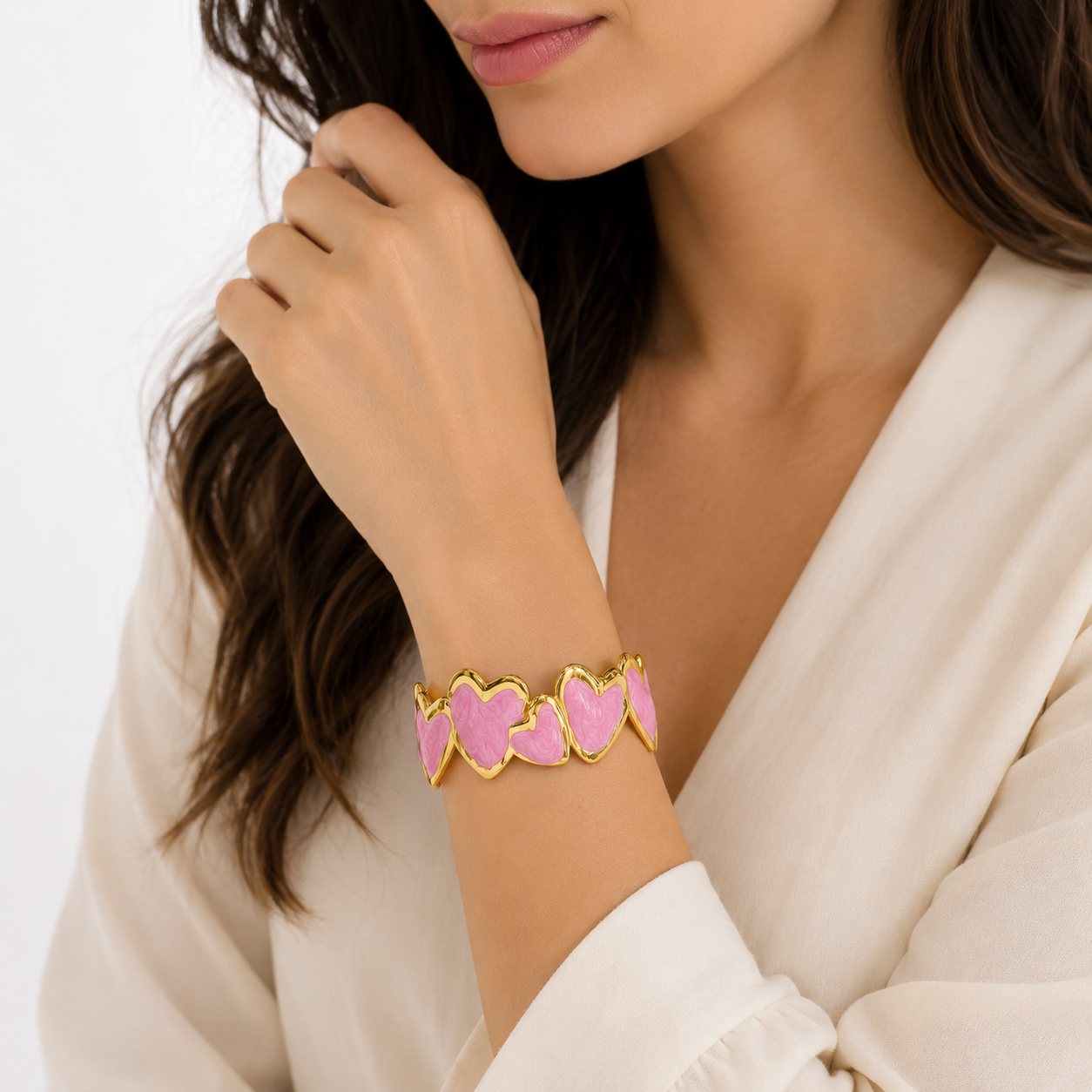 Pink Heart Gold Bracelet