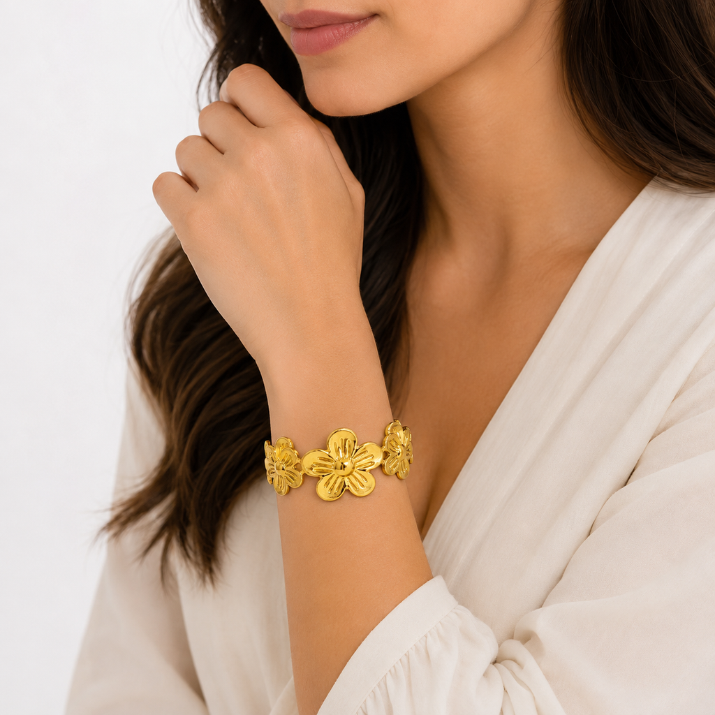 Elegant Floral Gold Bracelet