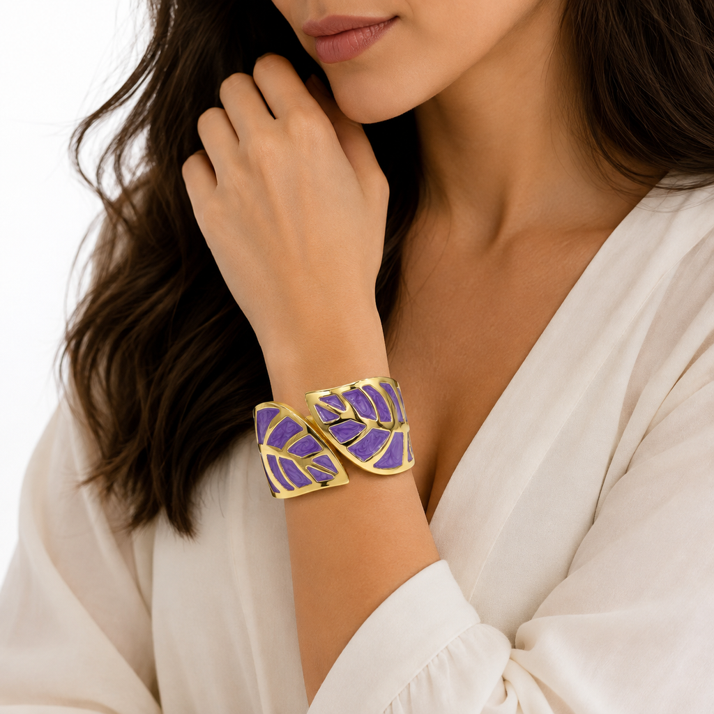 Purple Gold Cuff Bracelet