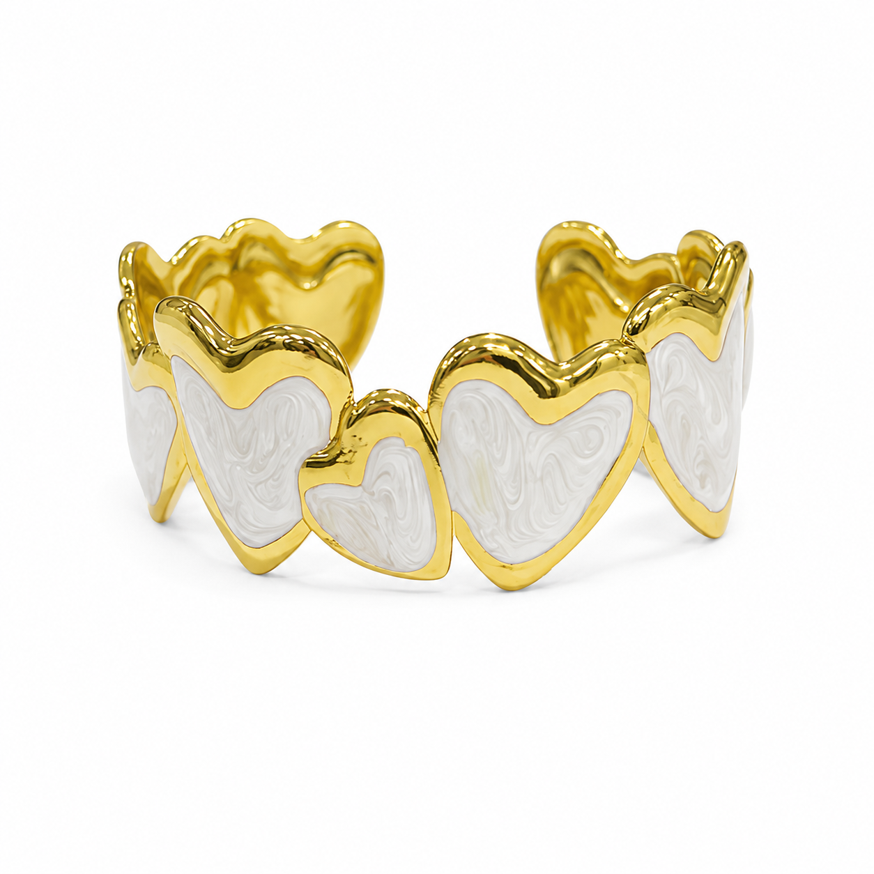 White Heart Gold Bracelet