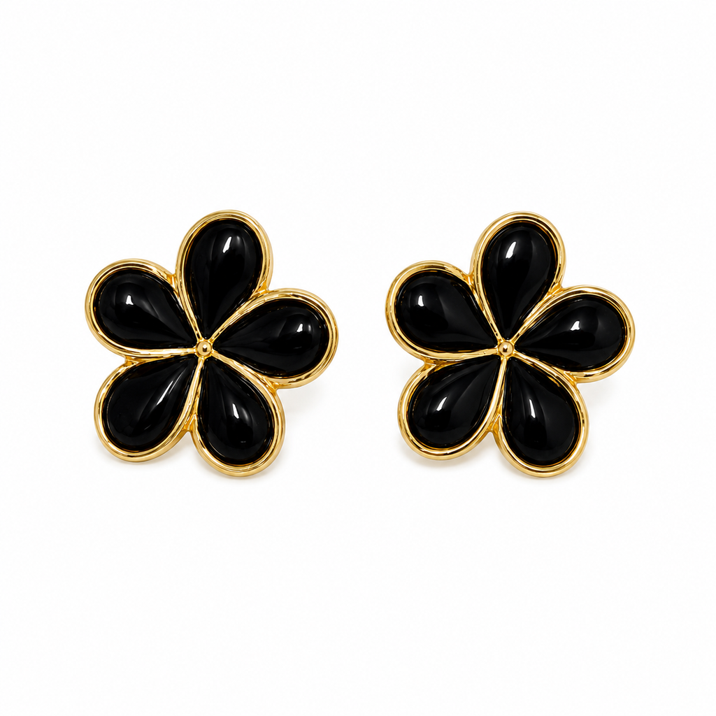 Black Flower Earrings