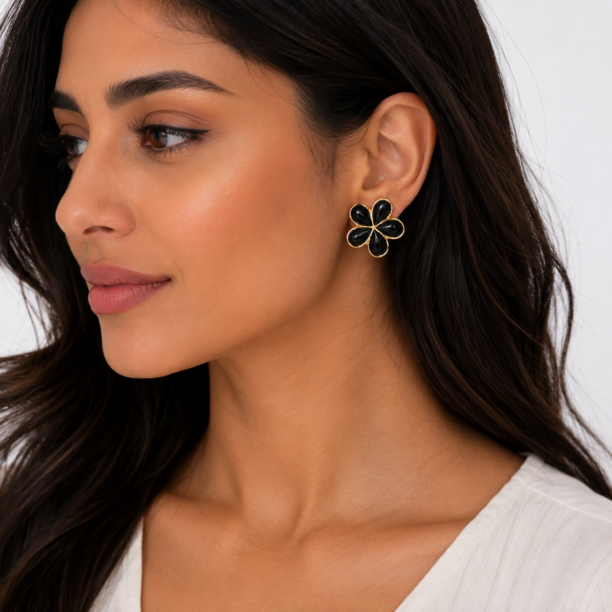 Black Flower Earrings