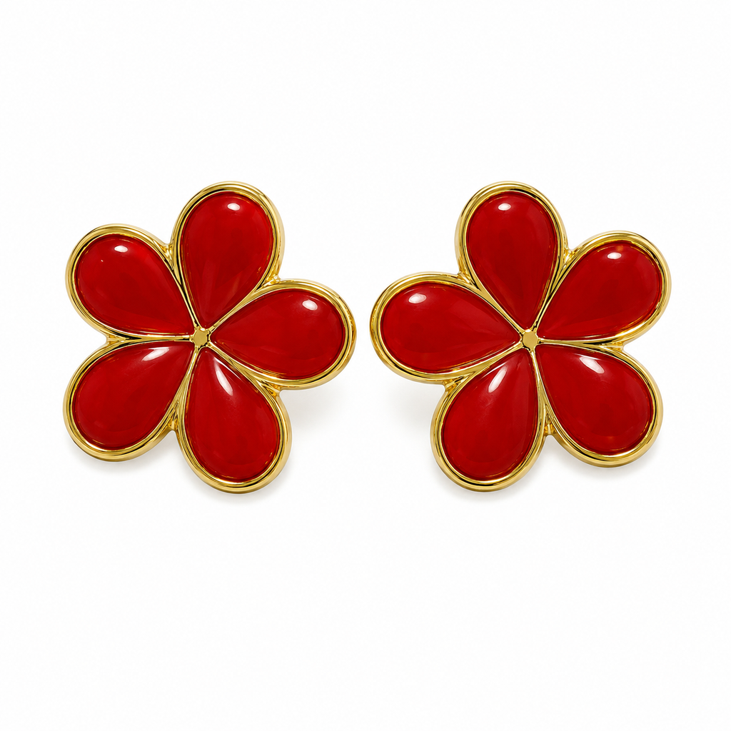 Red Flower Earrings