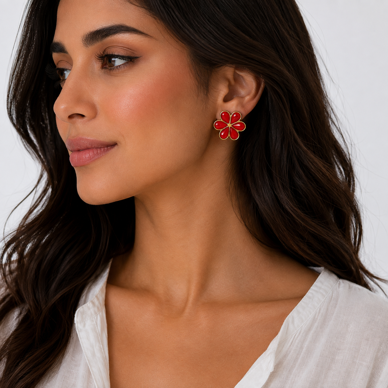 Red Flower Earrings