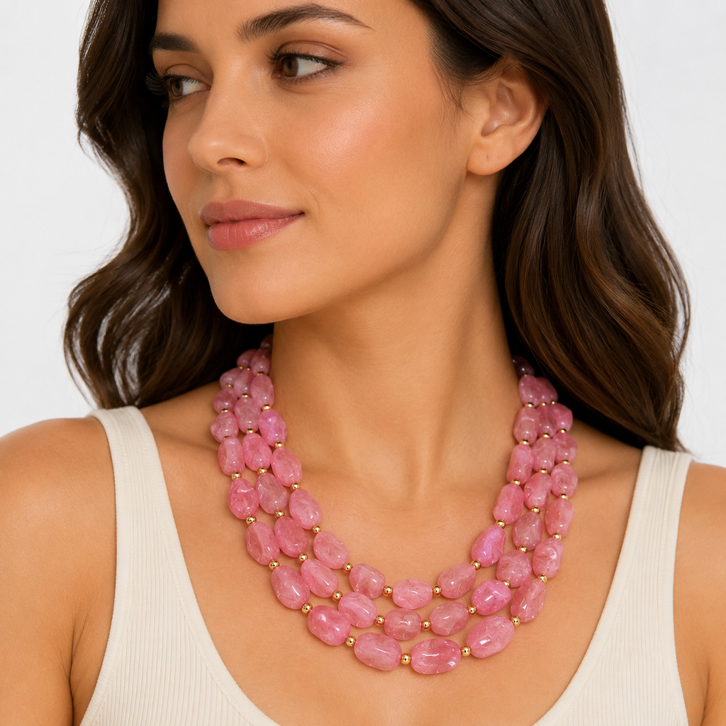 Pink Layered Beads ‏