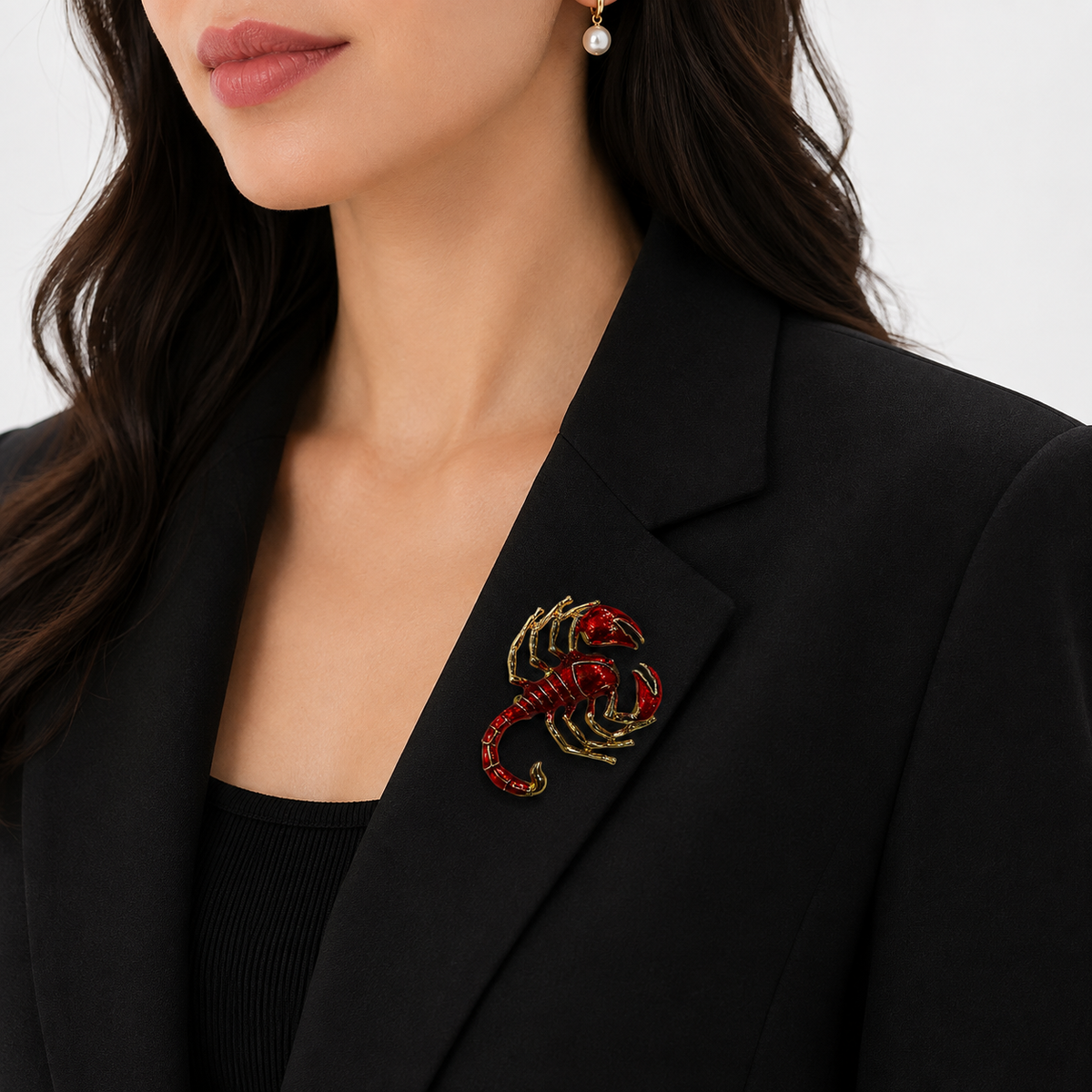 Elegant Red Scorpion Brooch