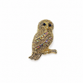 Elegant Gold Owl Brooch