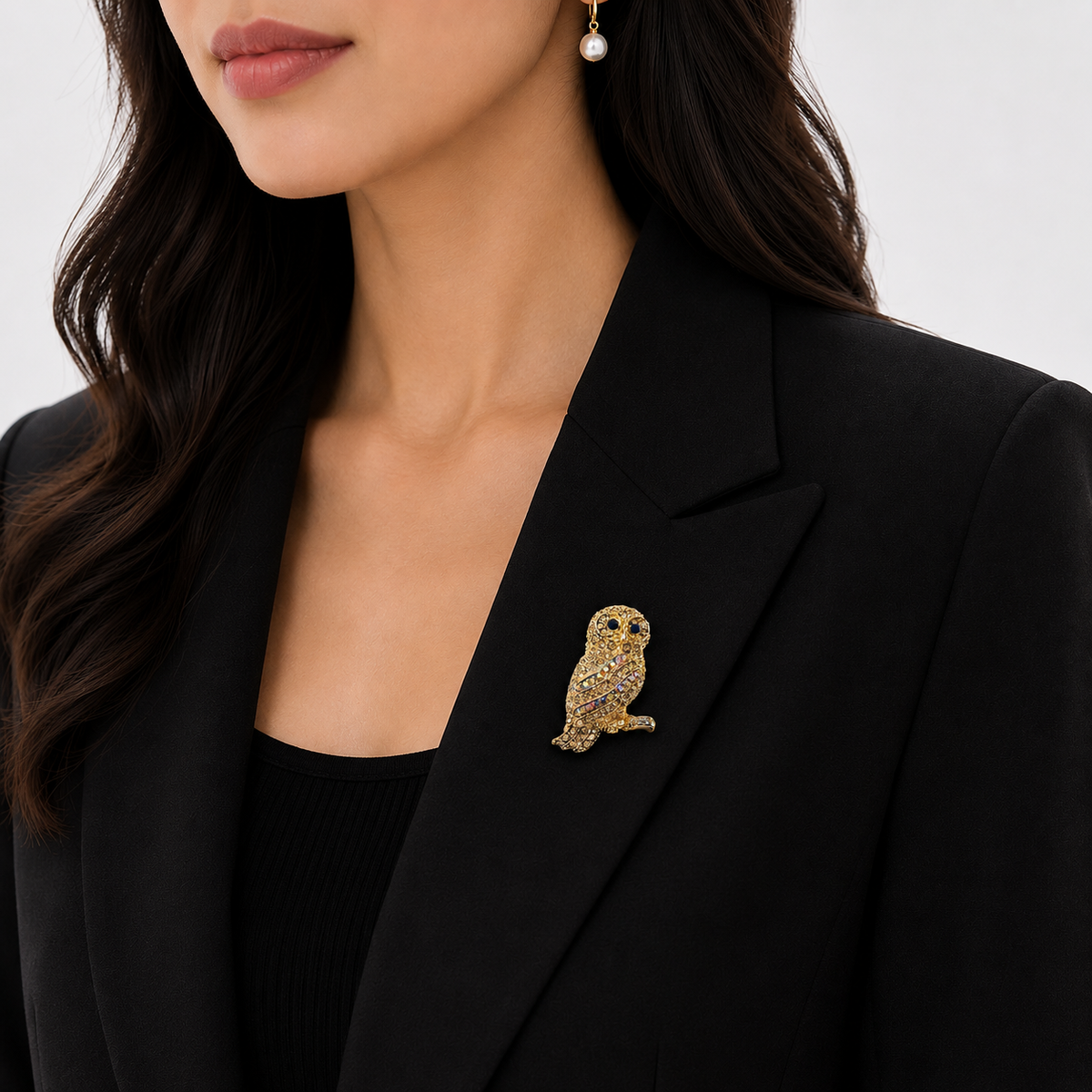 Elegant Gold Owl Brooch