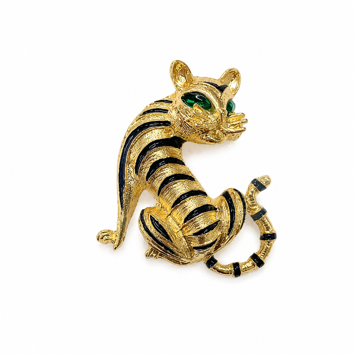 Elegant Gold Tiger Brooch